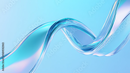 Blue glass-textured curved abstract wallpaper