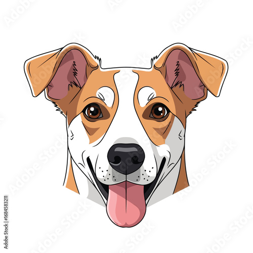 Happy Jack Russell Terrier Dog Face, Cute and Friendly Canine Illustration