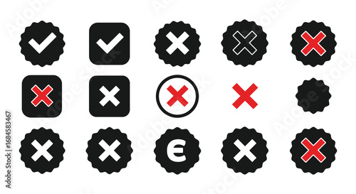 checkmarks and crosses in various styles and colors