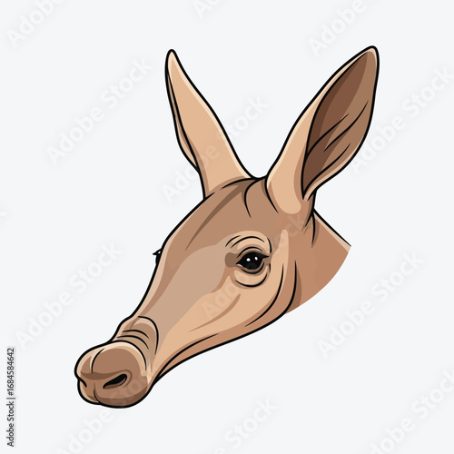 Vibrant Illustrated Aardvark Head Concept - African Wildlife Animal Character Design for Creative Projects