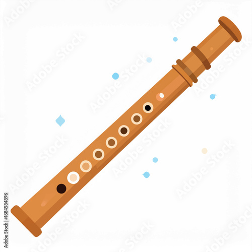 Cartoon illustration of a wooden recorder musical instrument.