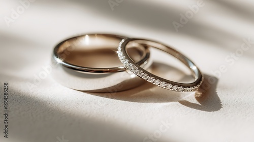 Pair of Platinum Wedding and Diamond Eternity Rings / プラチナの結婚指輪とダイヤモンドのエタニティリングのペア