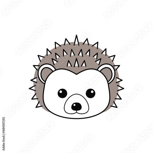 Charming Cartoon Hedgehog Face A Delightful Spiky Forest Animal Illustration for Kids' Designs and Educational Content