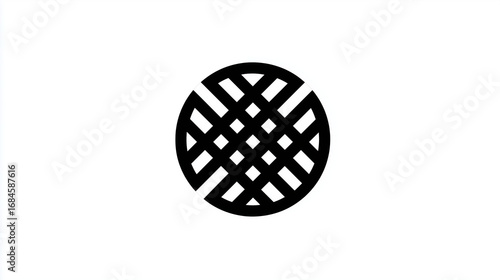 black abstract flat globe symbol with intersecting lines, abstract logo