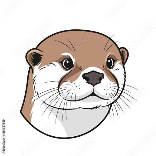 Charming Otter Portrait A Detailed Wildlife Illustration
