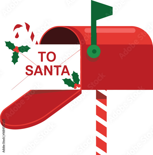 Red mailbox with christmas letter to santa illustration