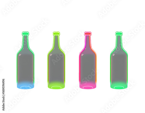 Colorful Neon Bottles A Transparent Glassware Illustration