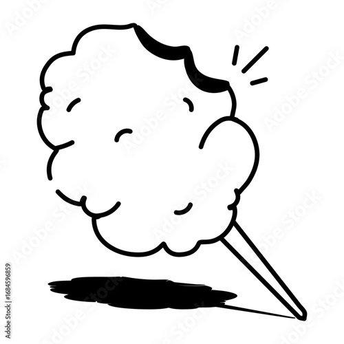 A doodle style icon depicting cotton candy
