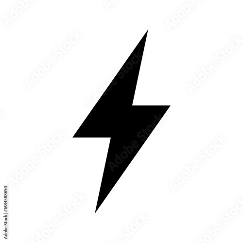 シンプルな雷・稲妻アイコン（Simple Lightning Bolt Icon）／電気・エネルギー・スピード感のシンボル
