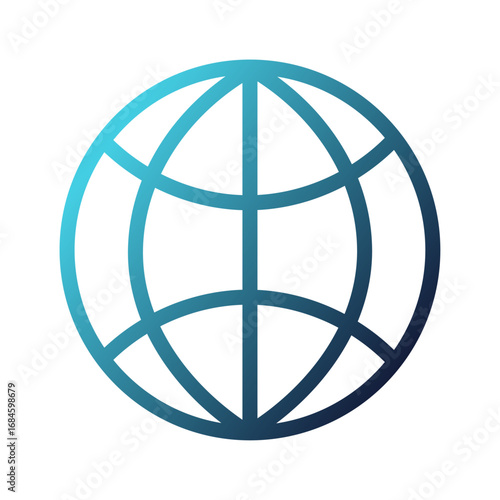 Global Internet Icon – Simple Globe Line Art Illustration