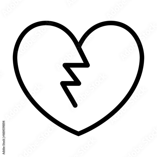 Broken Heart Icon – Minimal Line Art Symbol of Heartbreak