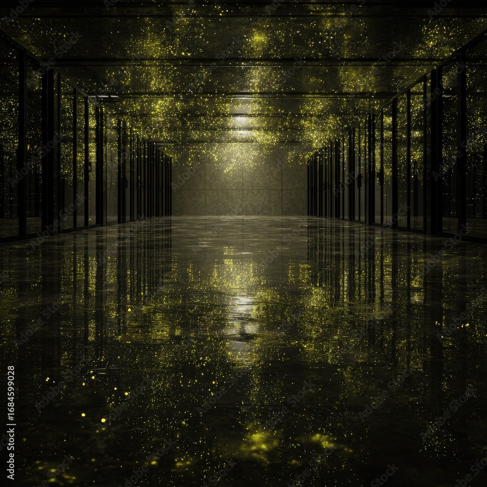 Obraz premium Abstract Geometric Space with Reflections