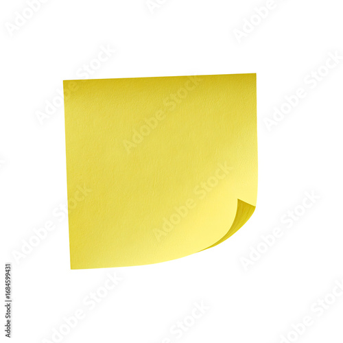 a yellow sticky note curled corner on transparent background