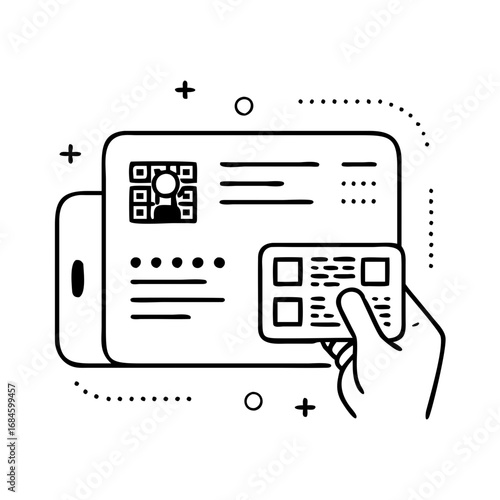 Digital identification and personal data access via smartphone icon