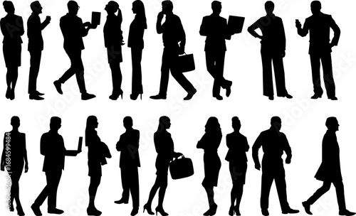 Business people set silhouettes 
