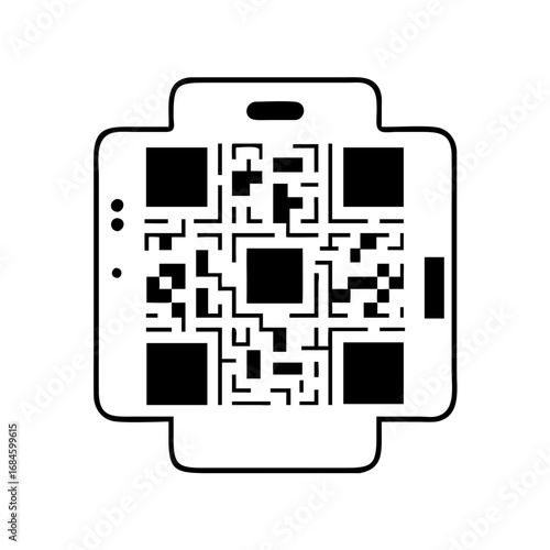 Smartphone scanning a qr code icon
