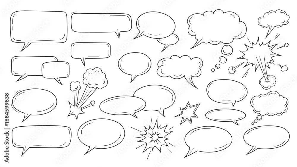 Obraz premium Set of chat speech bubble templates. Modern vector flat illustration.