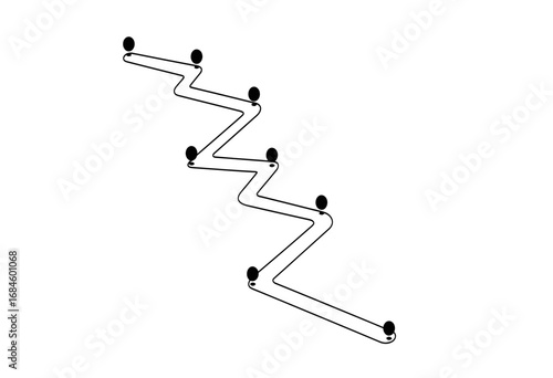 Abstract vector illustration of a winding path with milestone markers, symbolizing a strategic journey or complex project roadmap