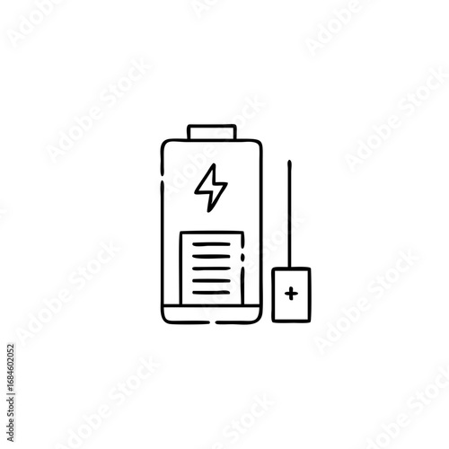 Single battery icon with a lightning bolt and charging plug icon