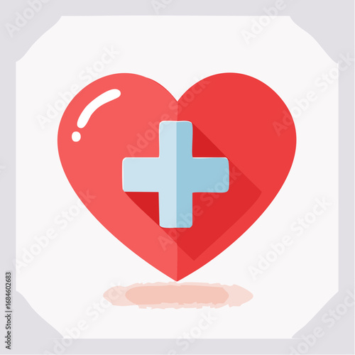 Heart shape with a medical cross symbol, symbolizing health and care