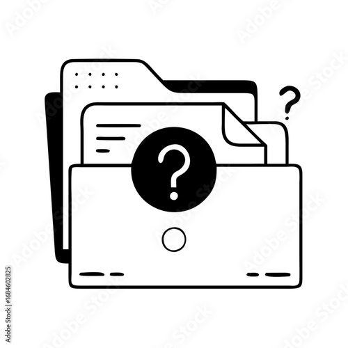 Folder with documents and a question mark icon