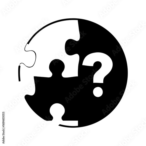 Puzzle pieces with a question mark, representing a complex problem or mystery icon