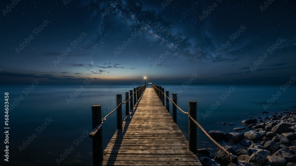 Fototapeta premium Wooden pier at night