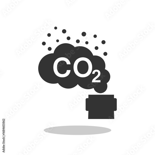 Cloud with text CO2 icon with shadow
