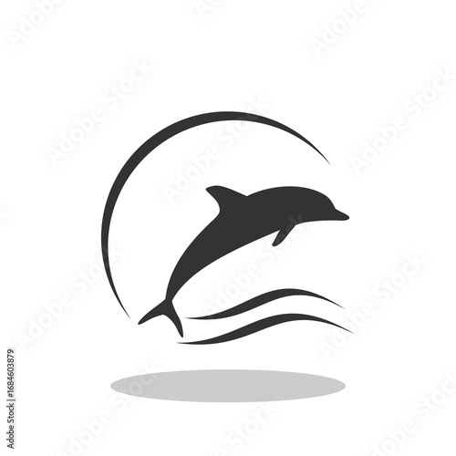 Dolphin logo icon with shadow