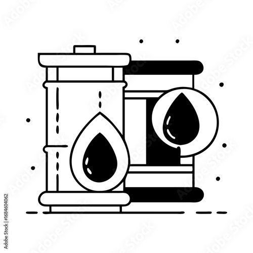 Oil barrel with a drop of oil, representing crude oil and petroleum industry icon