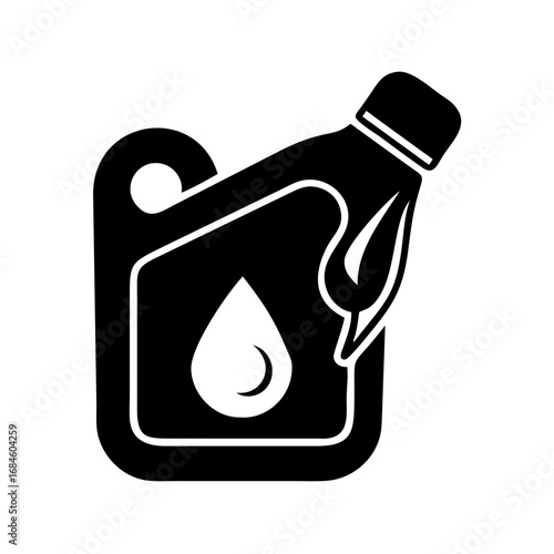 Black and white icon of a fuel can with a drop of liquid icon