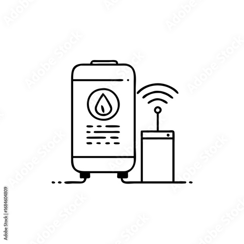 Smart water heater with wireless control device icon