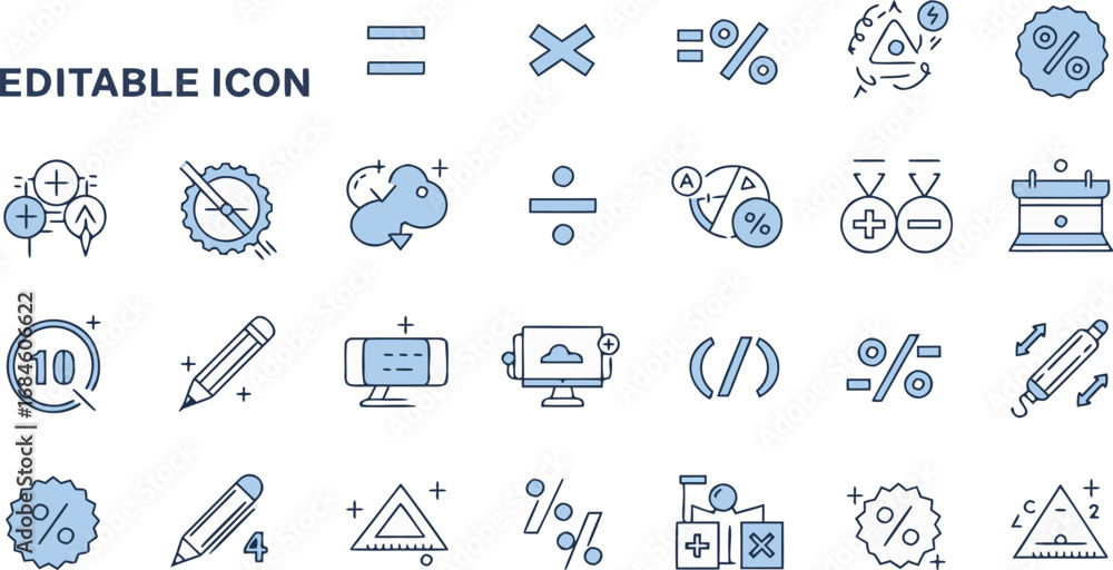 Fototapeta premium Modern math and finance icons for business presentations, education, and digital design projects