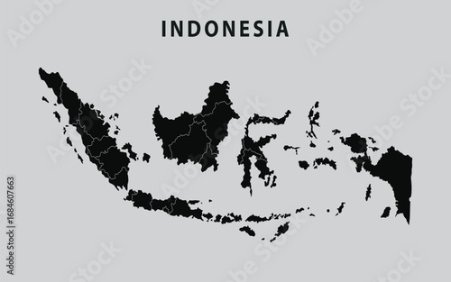 Indonesia  detailed map with country regions vector illustration 