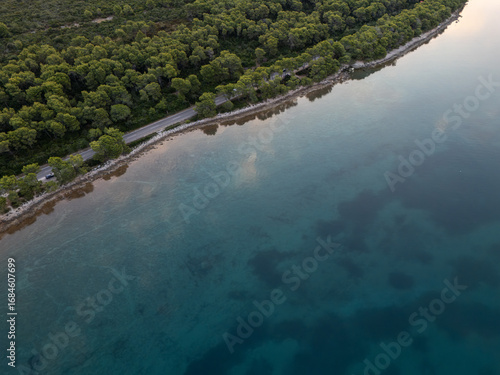  Marvelous aerial view on Croatian sea landscape and  Mediterranean coastline