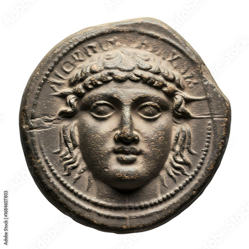 Ancient Roman Coin:  Head of Helios, Bronze Medallion, Classical Antiquity Artifact