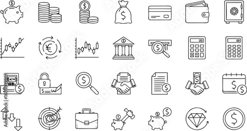 Stunning hand-drawn finance icons for modern business and investment success