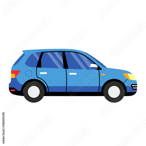 Side view of a modern blue family SUV car. A flat vector illustration of a generic crossover vehicle isolated on a white background for design