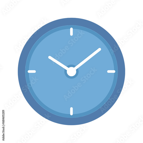 Timeless blue clock face icon isolated on a white background, symbolizing the passage of time, deadlines, and daily routine