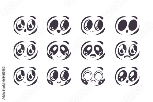 Anime Character Set with Pastel Palette and Emotion Variants for Stickers and Wallpapers