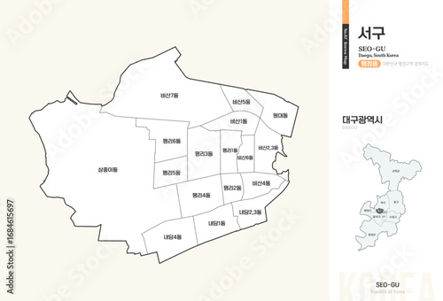 대구광역시 서구 행정구역 윤곽선 지도