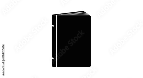 black book icon closed book silhouette, simple book graphic, reading, education, knowledge