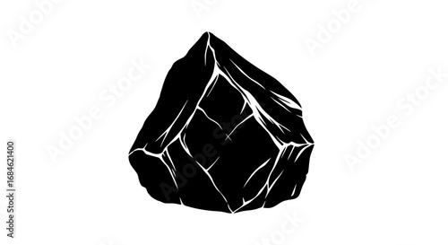 black rock, stone, silhouette, mineral, geology, rough, jagged, nature, dark, solid, element, design, illustration, graphic