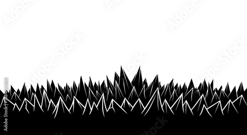 black spiky sharp lines abstract texture, geometric mountain peaks, dark irregular edge, illustration