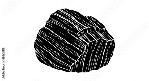 black stone rock illustration, rough texture, mineral, geology, nature