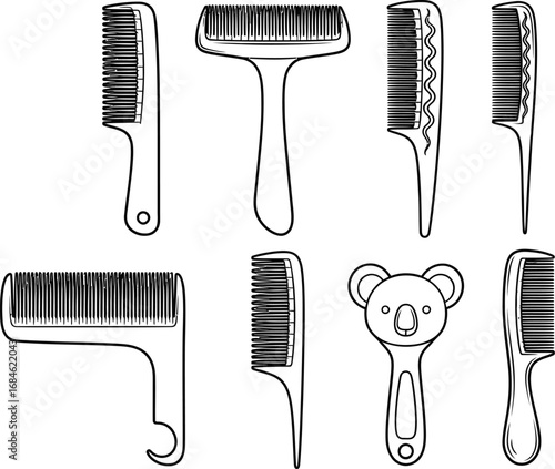 Hair styling combs set collection for hair care and grooming needs