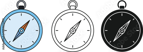 Compass illustration set direction navigation travel adventure map