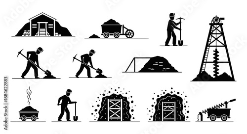 coal mining industry miners, tools, equipment, and extraction process
