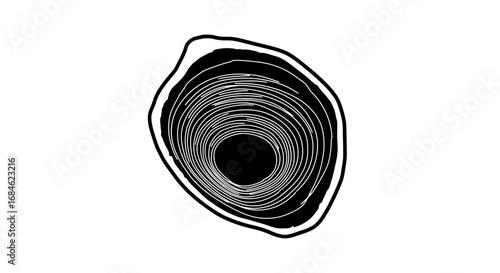 concentric circles of black abyss an abstract monochrome vortex, isolated on transparent background
