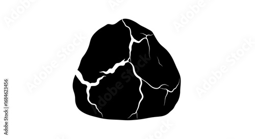 cracked rock, black silhouette, stone, boulder, geology, nature, texture, graphic design element, illustration, clipping path